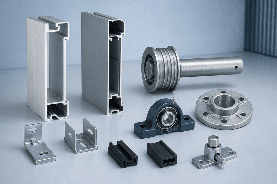 Minh họa kỹ thuật các phụ kiện cơ khí của hệ cửa cuốn